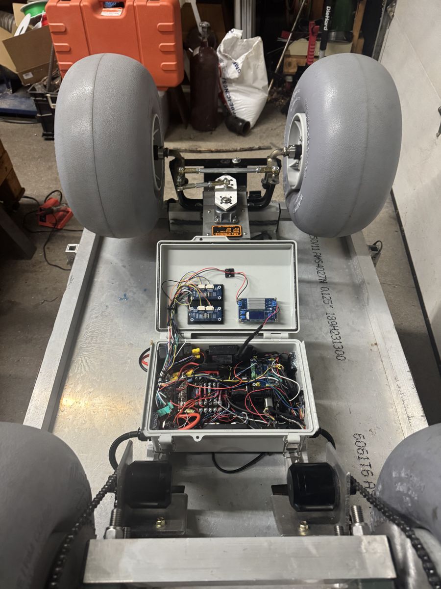 Chassis from above with the electronics enclosure open