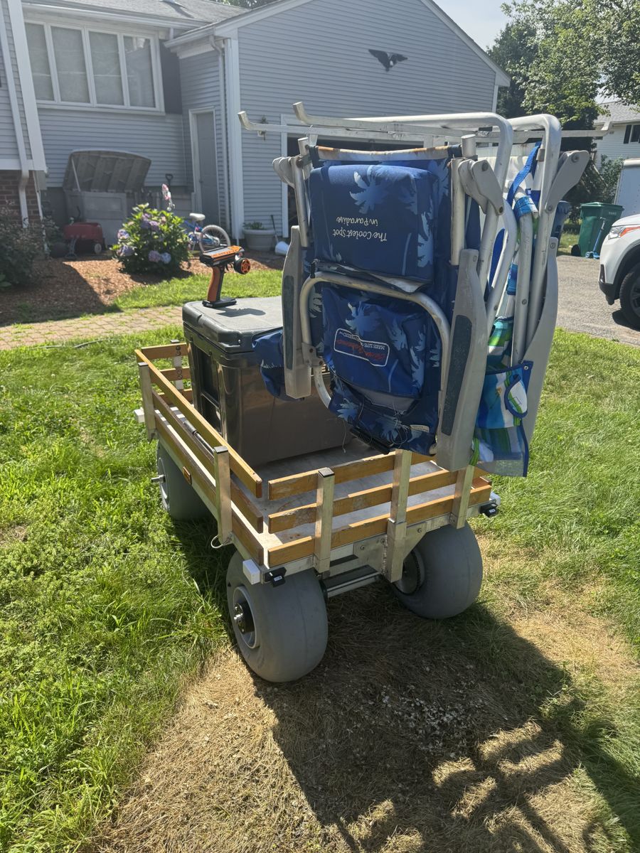 Front three-quarter view of the cart fully loaded
